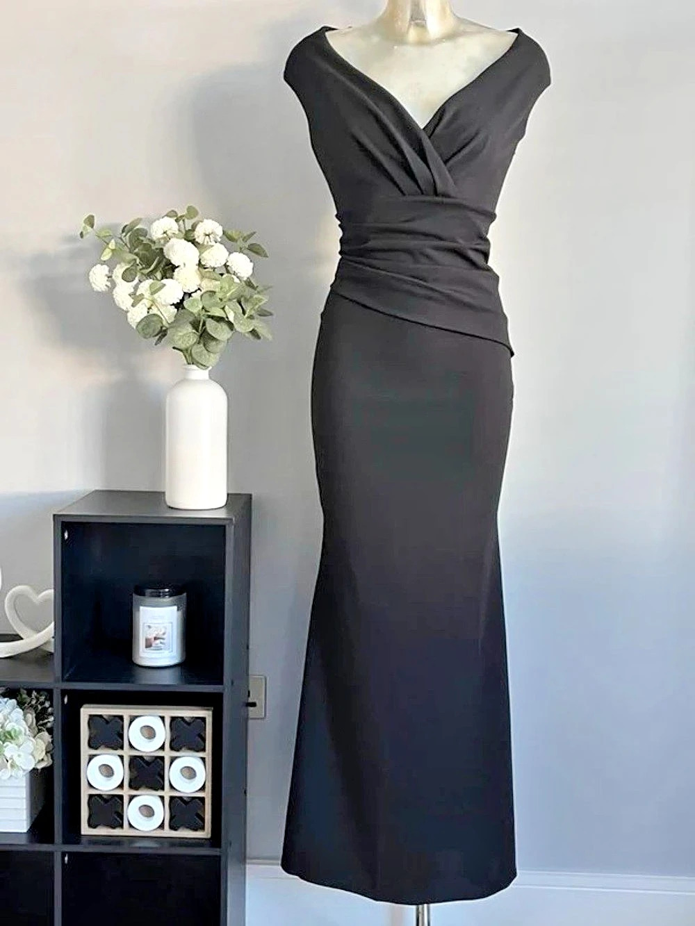 Ali Black Jersey Sweetheart Maxi Dress Draped Maxi Dress in Black